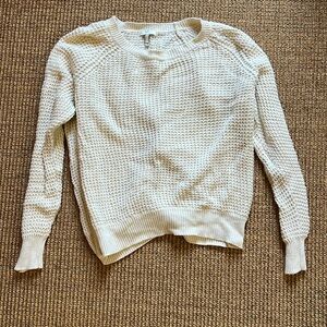 Joie L crochet knit cotton sweater top off white